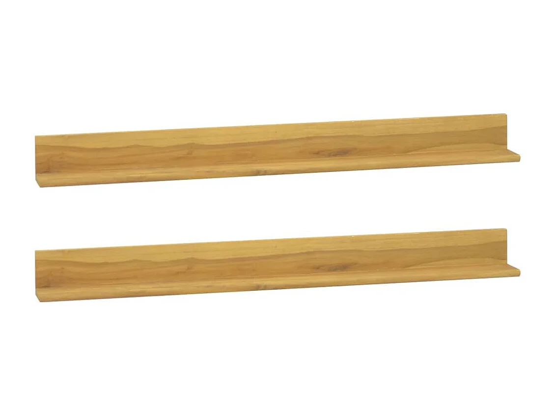 Estantes de pared 2 unidades madera maciza de teca 110x10x10 cm