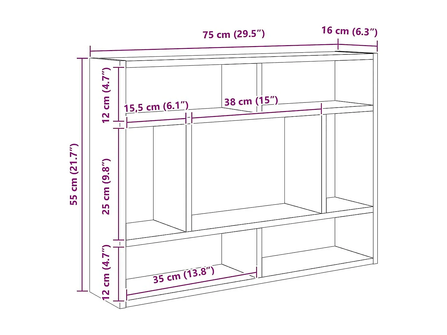 Wandregal Sonoma-Eiche 75x16x55 cm Holzwerkstoff