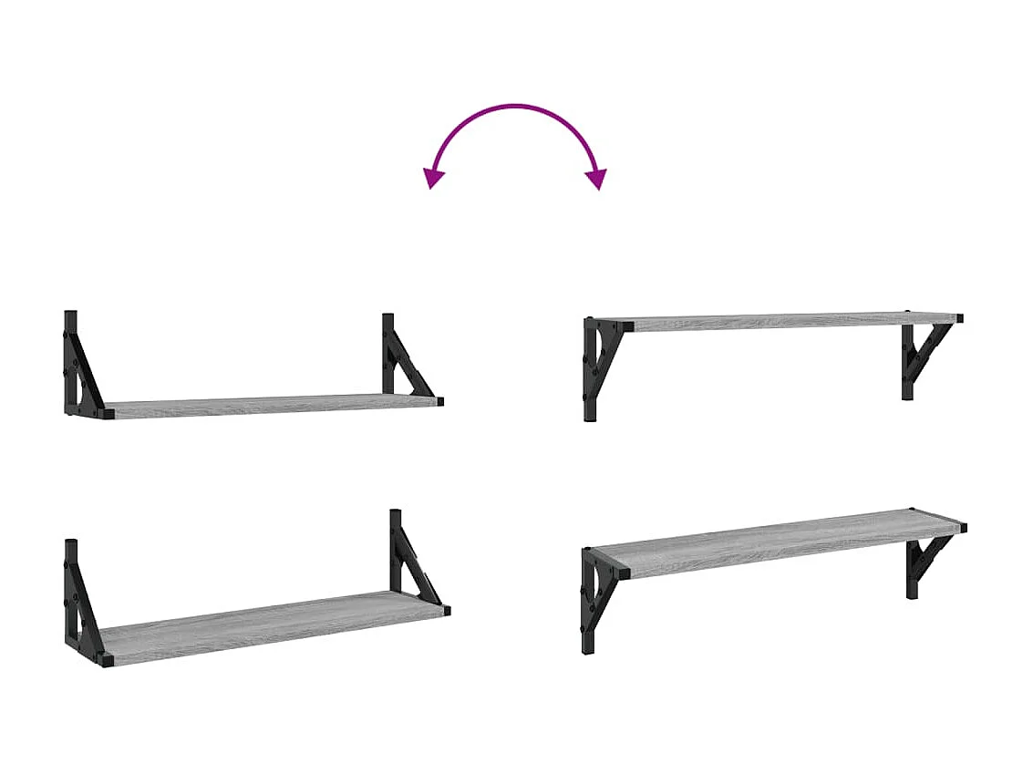 Étagères murales 2 pcs sonoma gris 60x15x15,5 cm