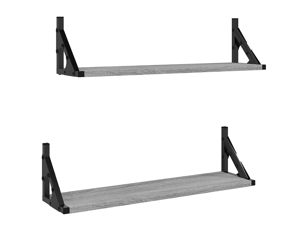 Wandschappen 2 st 60x15x15,5 cm grijs sonoma eikenkleurig
