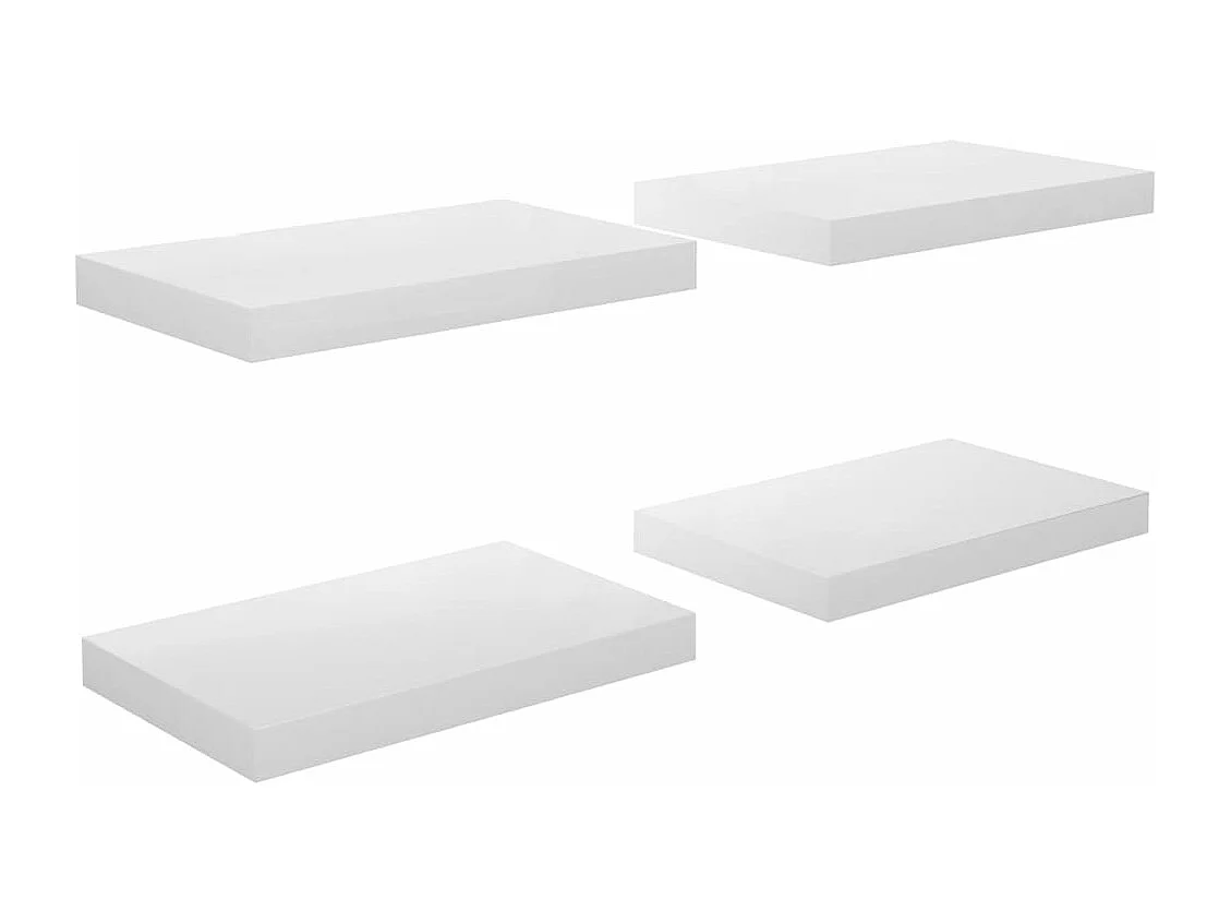 Wandschappen zwevend 4 st 40x23x3,8 cm MDF hoogglans wit