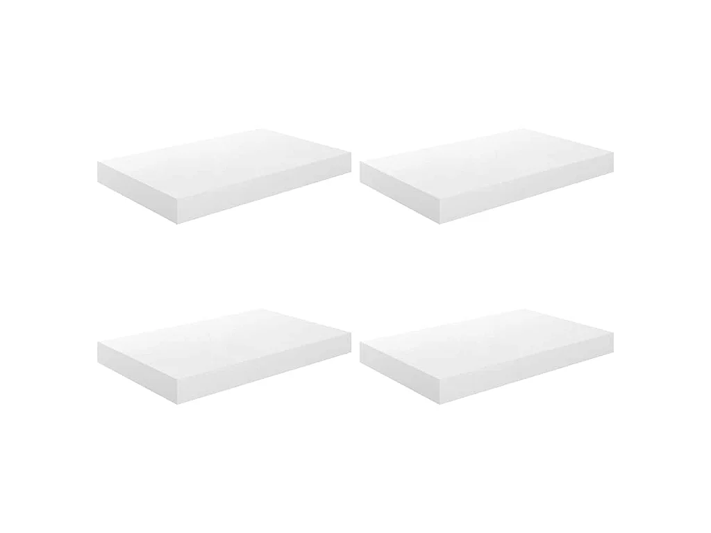 Scaffali a Parete 4 pz Bianco Lucido 40x23,5x3,8 cm in MDF