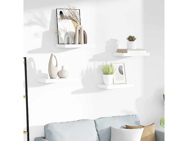 Étagère murale flottante 4 pcs Blanc brillant 40x23x3,8 cm MDF
