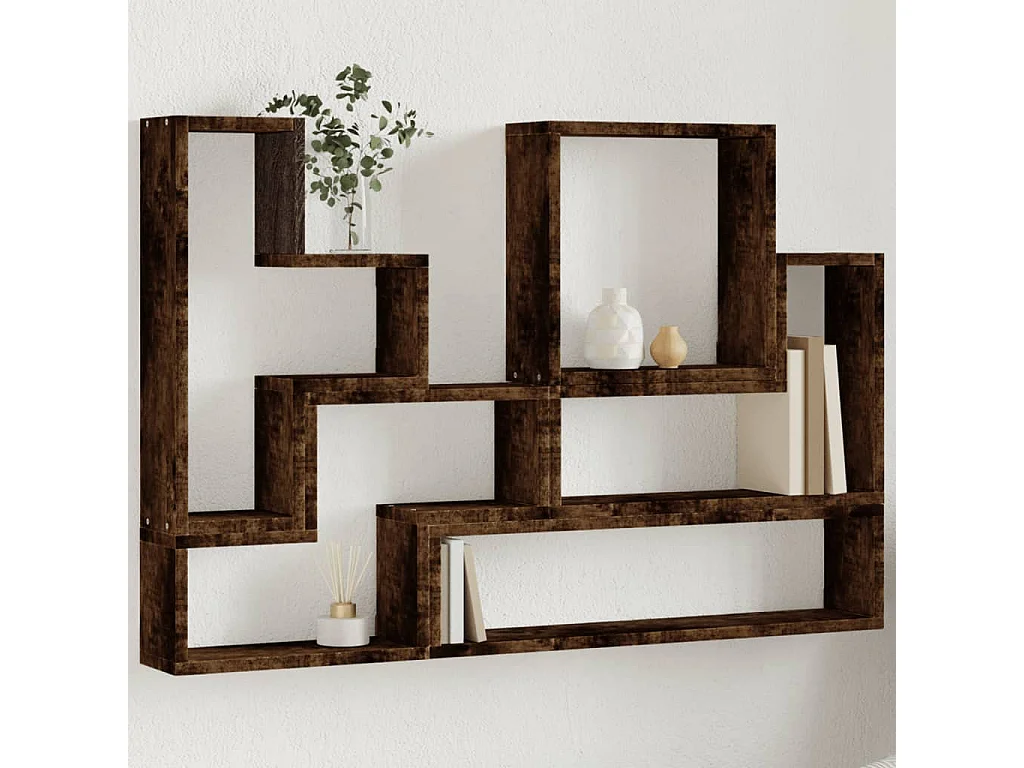 Prateleira parede 96x12x64 cm derivados madeira carvalho fumado