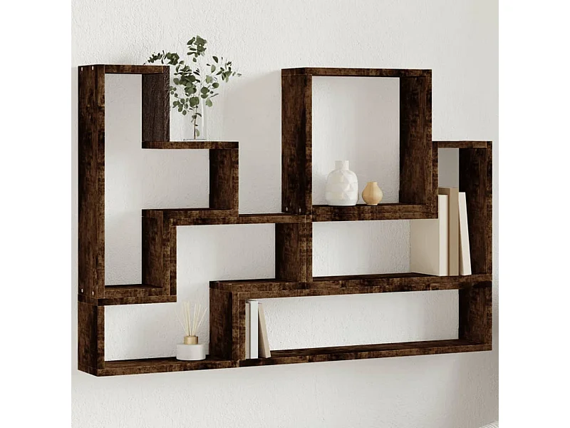 Prateleira parede 96x12x64 cm derivados madeira carvalho fumado