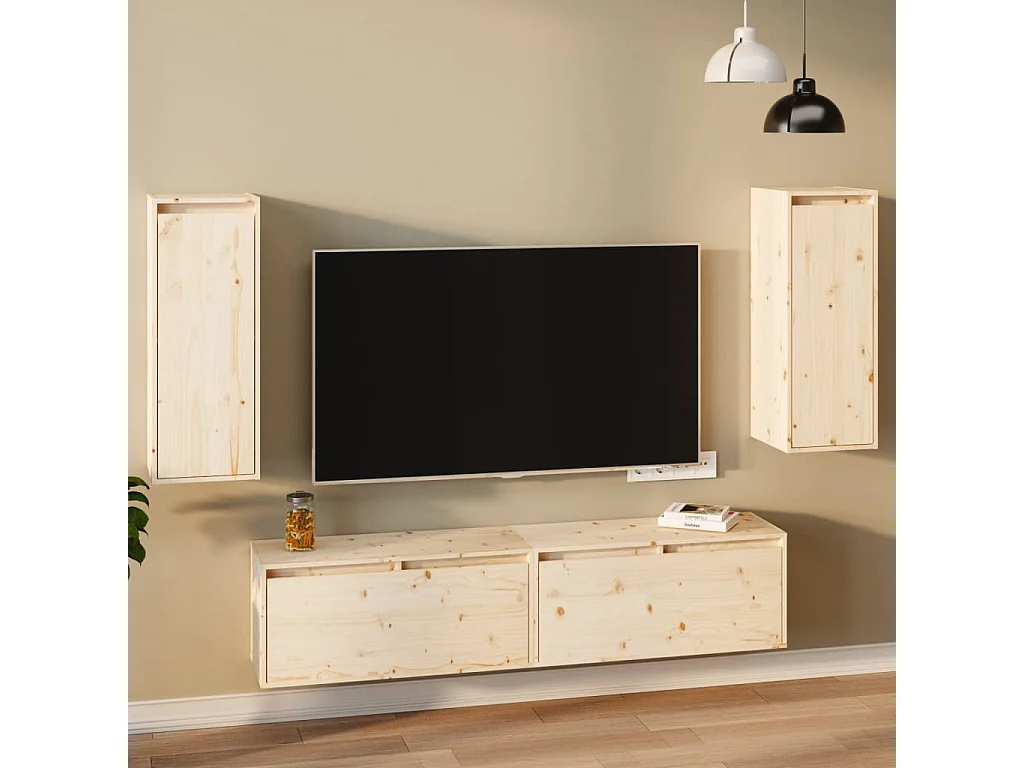 Pensili 2 pz 30x30x80 cm in Legno Massello di Pino