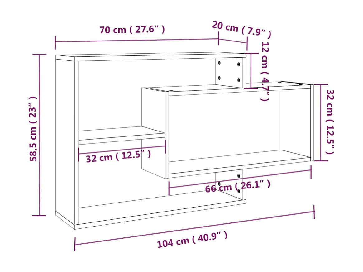 Wandregal Braun Eichen-Optik 104x20x58,5 cm Holzwerkstoff