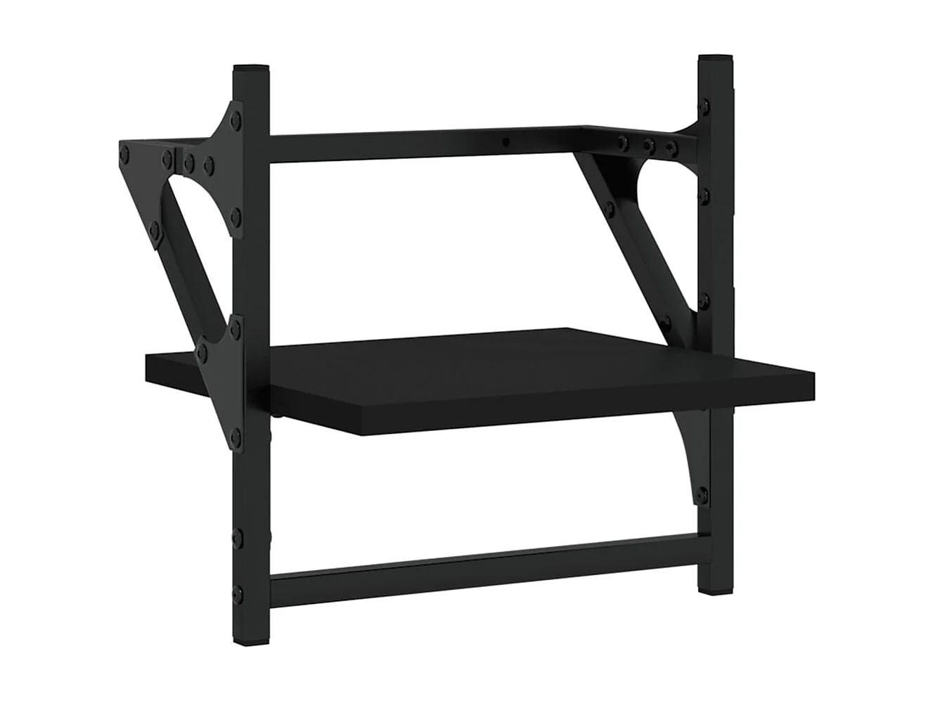 Étagères murales avec barres 2 pcs noir 30x25x30 cm