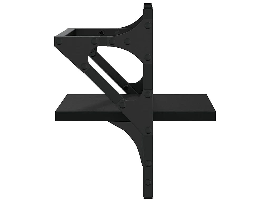 Wandschappen met stangen 2 st 30x25x30 cm zwart