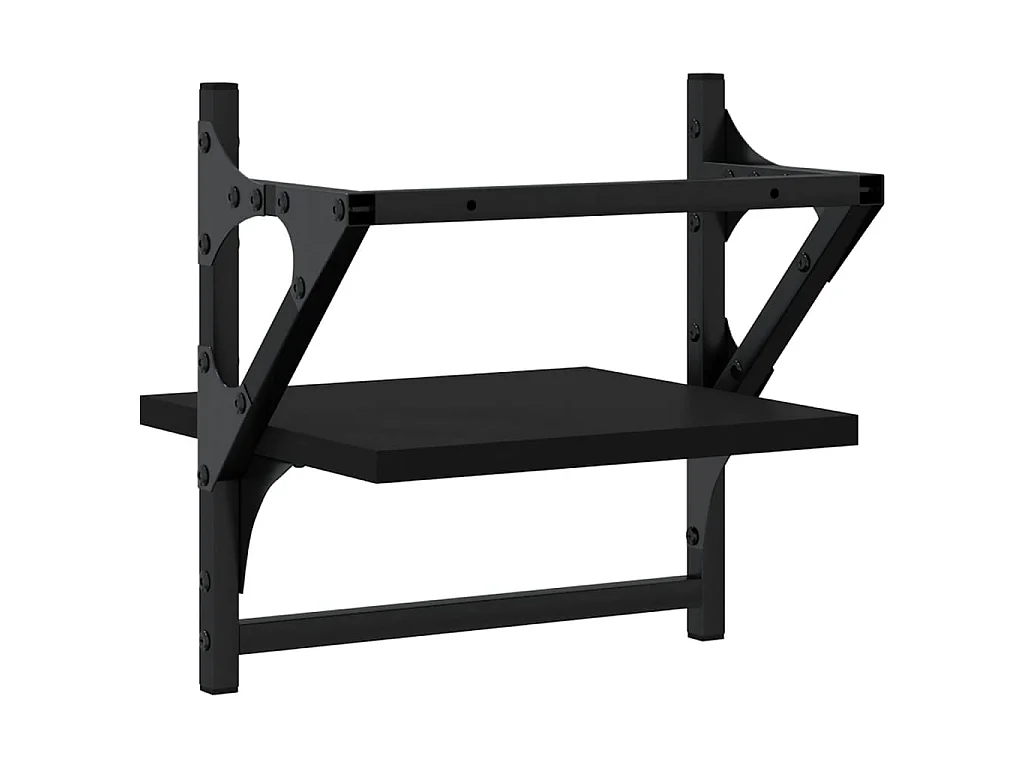 Wandschappen met stangen 2 st 30x25x30 cm zwart