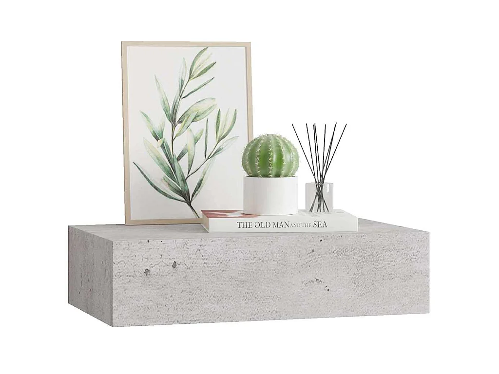 Wandregal mit Schublade Betongrau 40x23,5x10 cm MDF