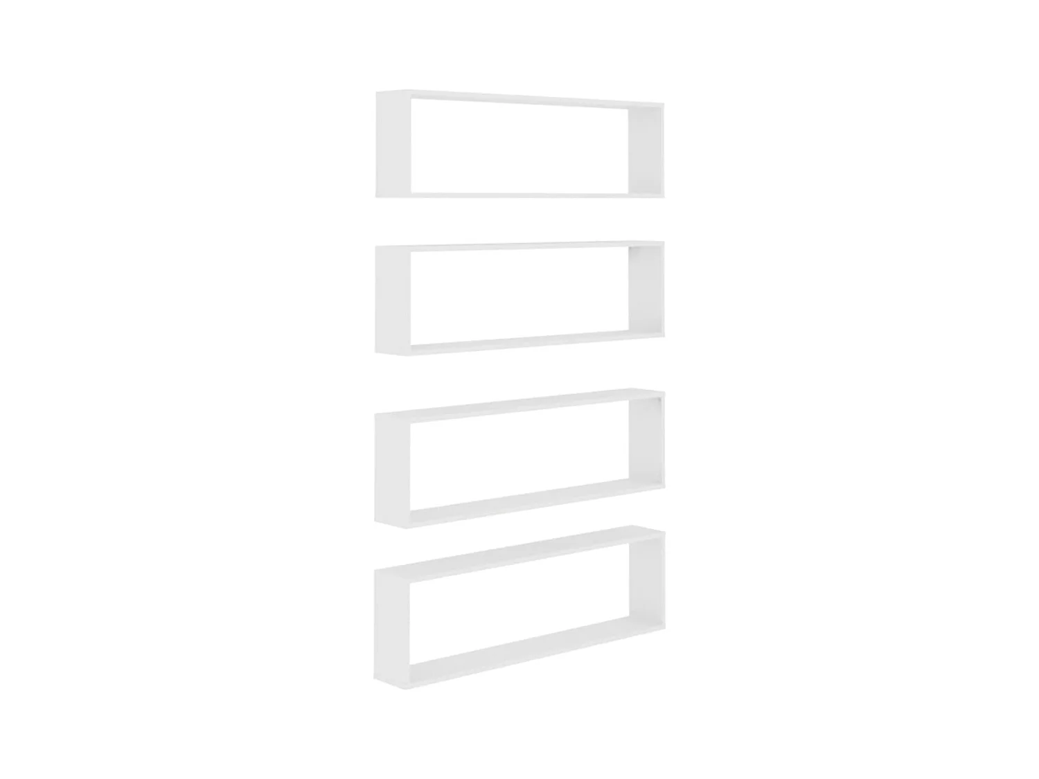 Wandschappen kubus 4 st 100x15x30 cm bewerkt hout wit