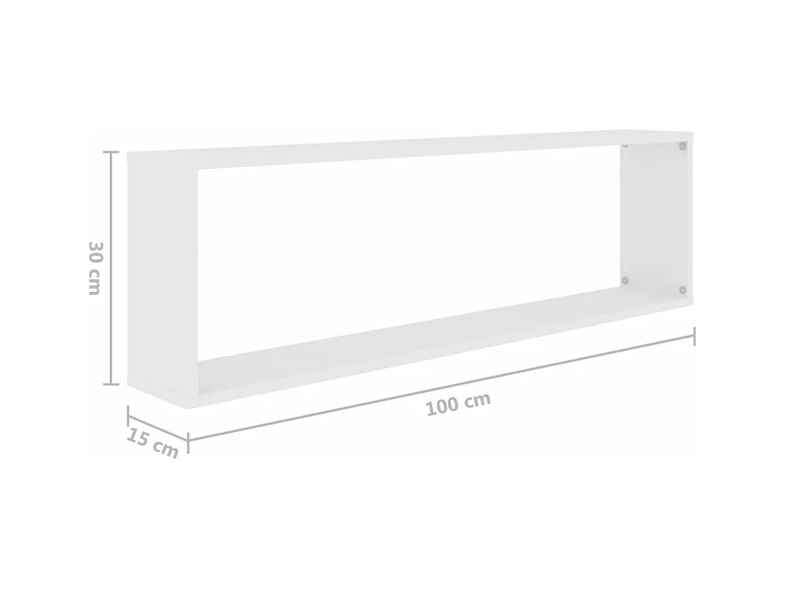 Wandschappen kubus 4 st 100x15x30 cm bewerkt hout wit