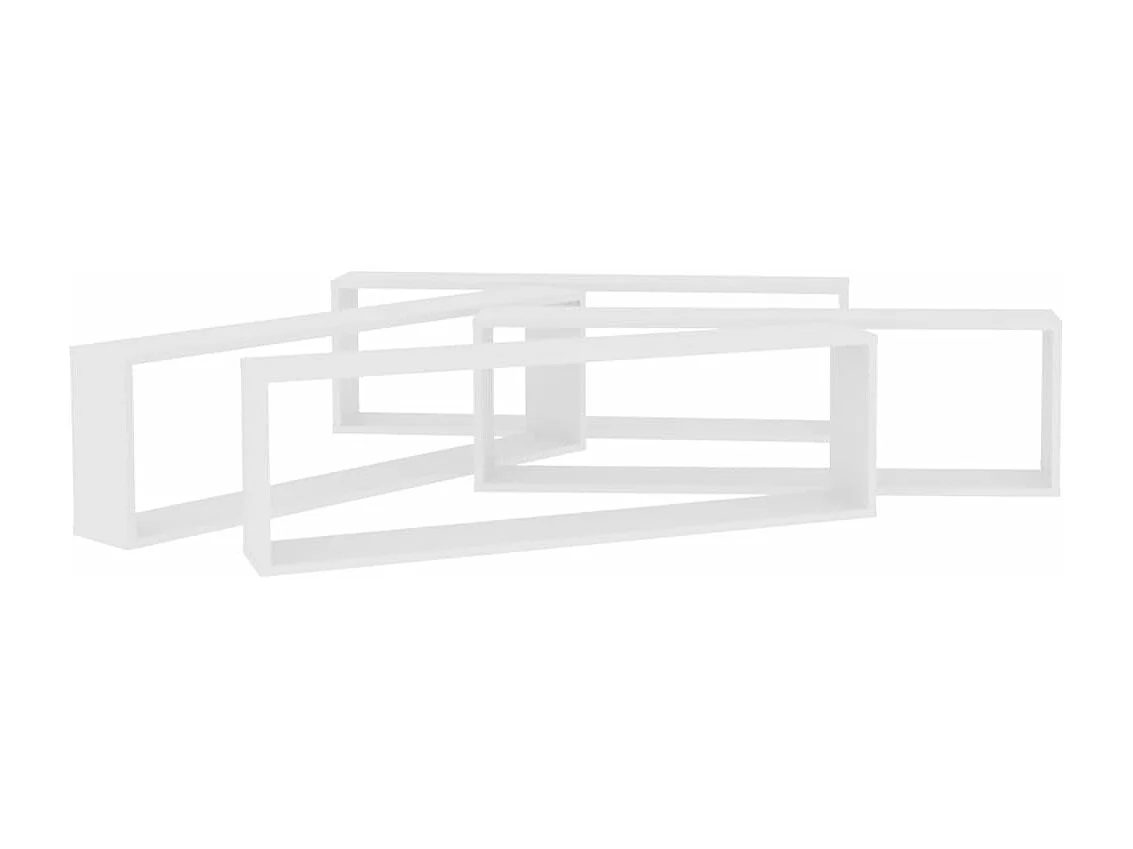 Prateleiras parede forma cubo 4pcs deriv. madeira 100x15x30 cm