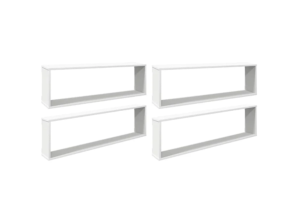 Étagères cube murales 4 pcs Blanc 100x15x30cm bois d'ingénierie