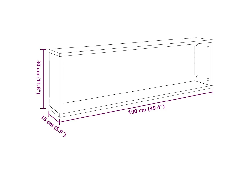 Étagères cube murales 4 pcs Blanc 100x15x30cm bois d'ingénierie