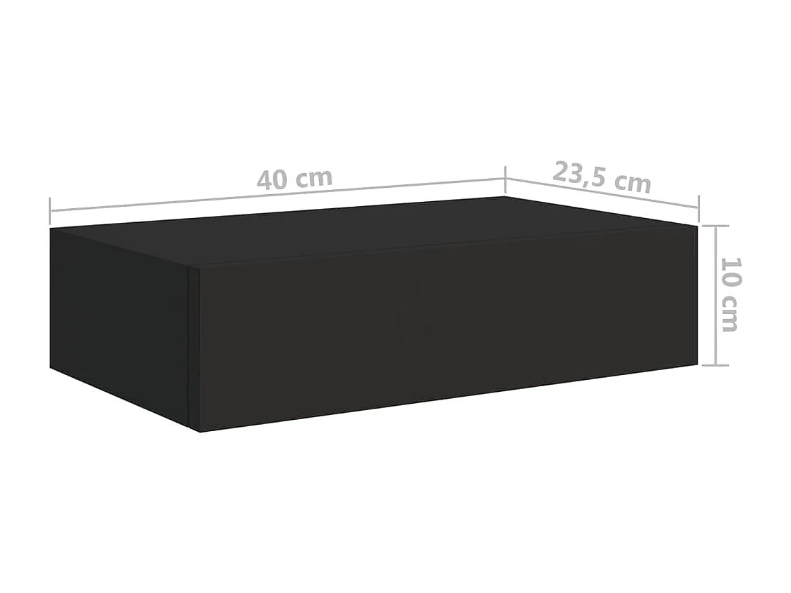 Wandschappen 2 st met lade 40x23,5x10 cm MDF zwart