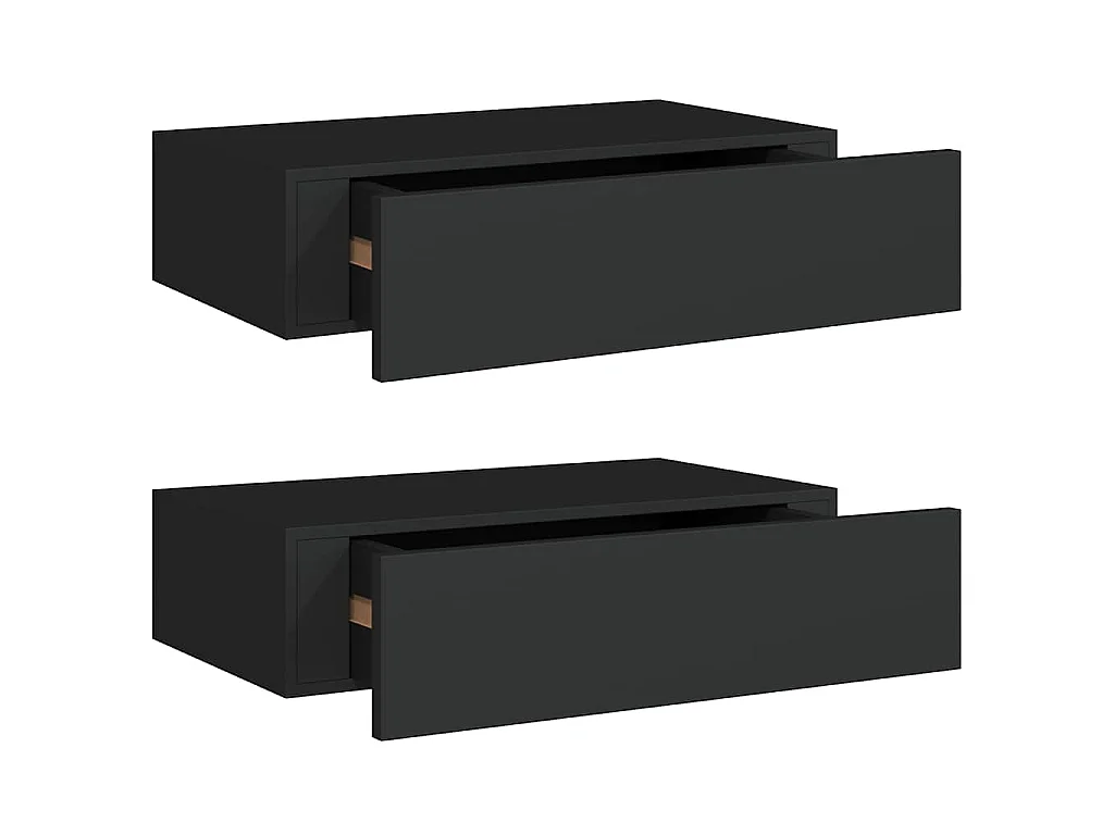 Wandschappen 2 st met lade 40x23,5x10 cm MDF zwart