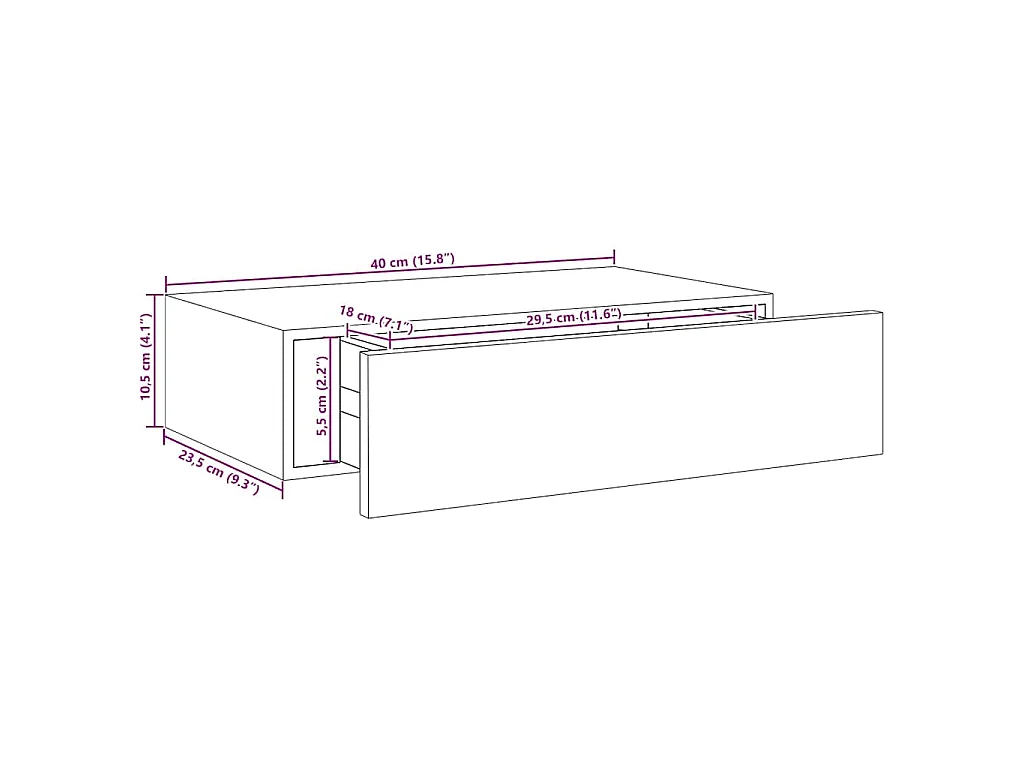Prateleiras de parede com gavetas 2 pcs MDF 40x23,5x10 cm preto