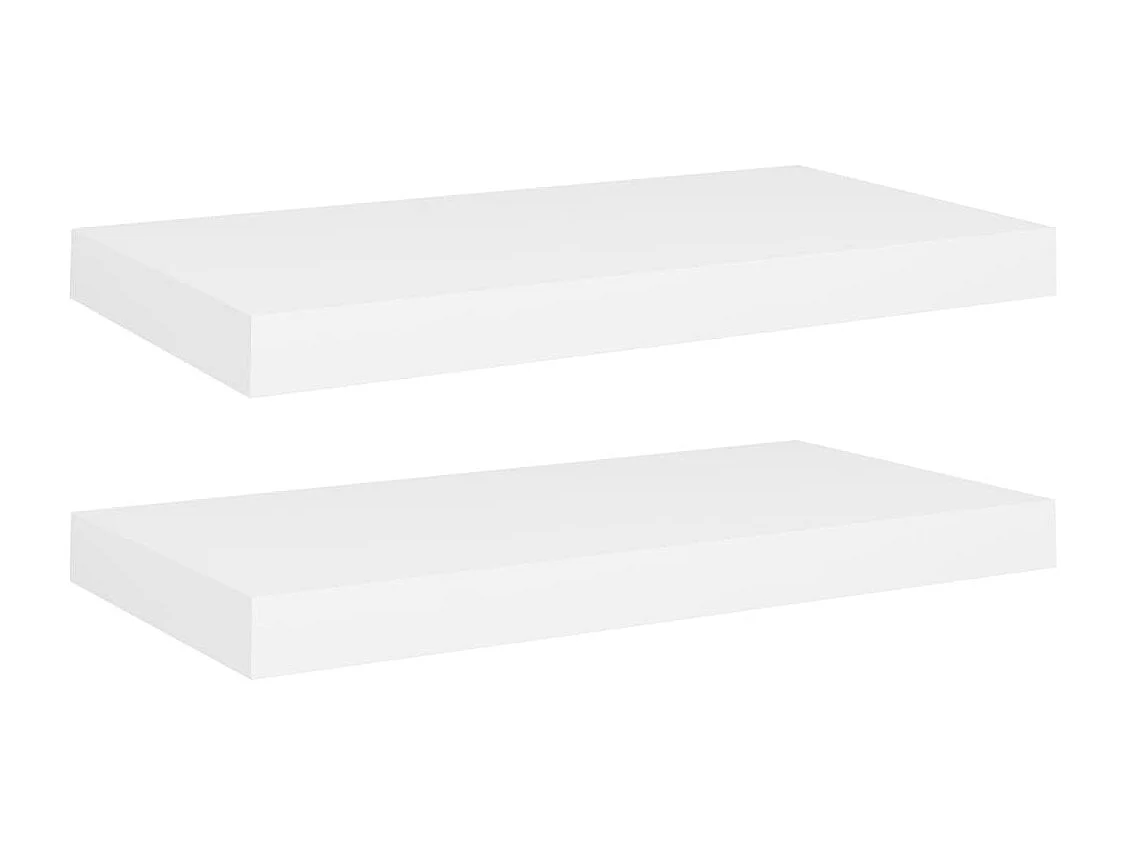 Prateleiras de parede suspensas 2 pcs 50x23x3,8cm MDF branco