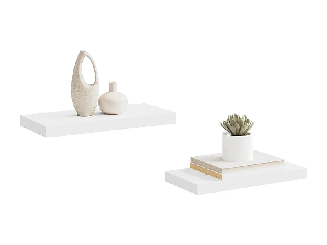 Schweberegale 2 Stk. Weiß 50x23x3,8 cm MDF