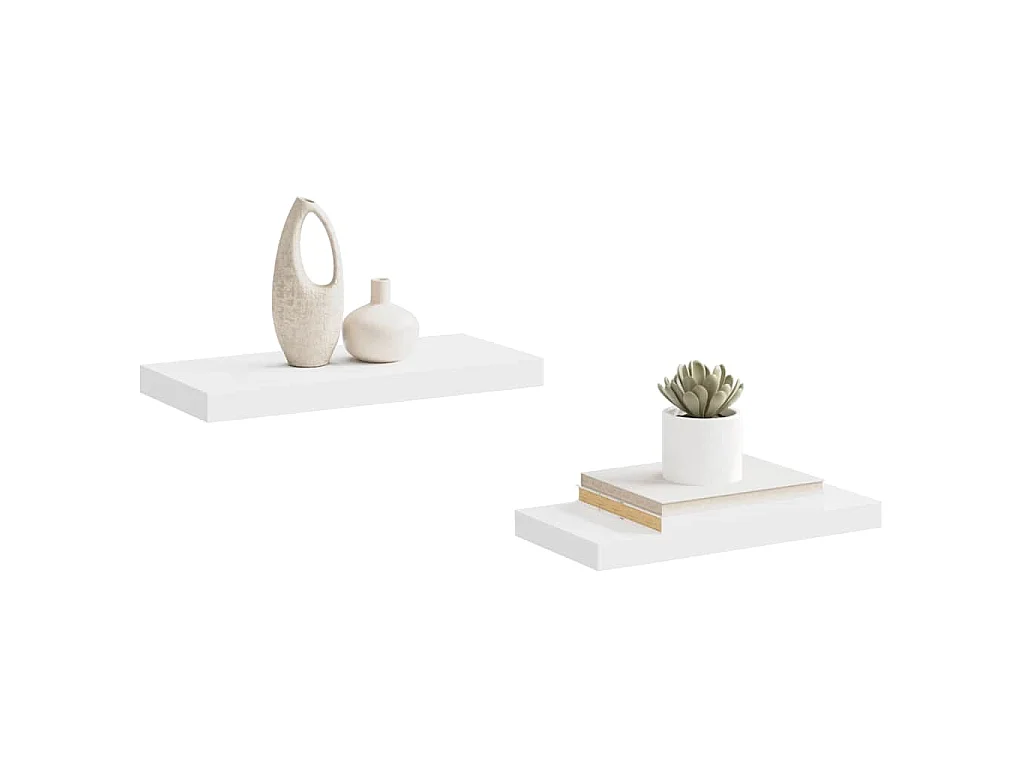 Scaffali a Parete 2 pz Bianchi 50x23,5x3,8 cm in MDF