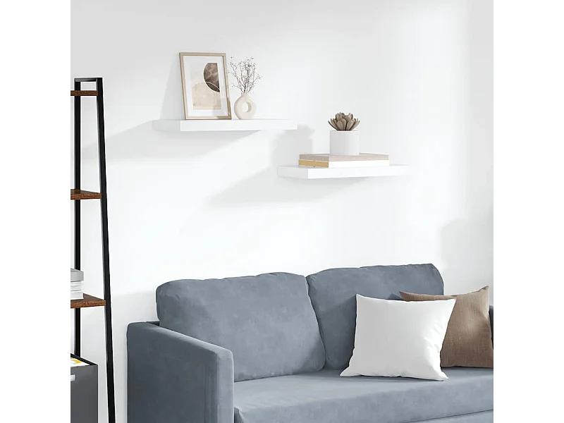 Prateleiras de parede suspensas 2 pcs 50x23x3,8cm MDF branco