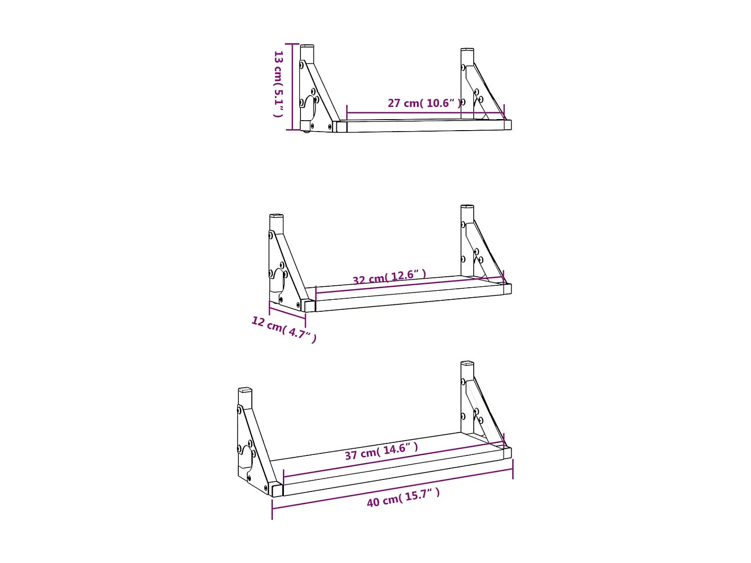 Estantes de pared 3 pzas madera de ingeniería roble Sonoma