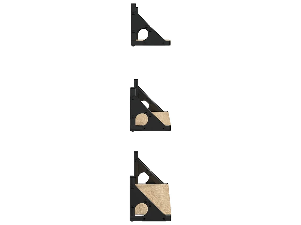 Ensemble d'étagères murales 3pcs chêne sonoma bois d'ingénierie
