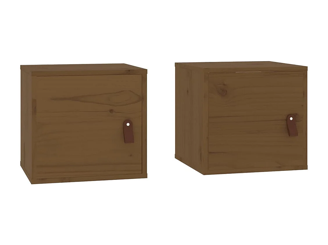 Armoires murales 2pcs Marron miel 31,5x30x30 cm Bois pin massif