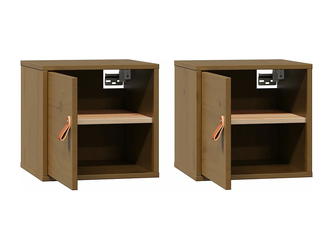 Armoires murales 2pcs Marron miel 31,5x30x30 cm Bois pin massif