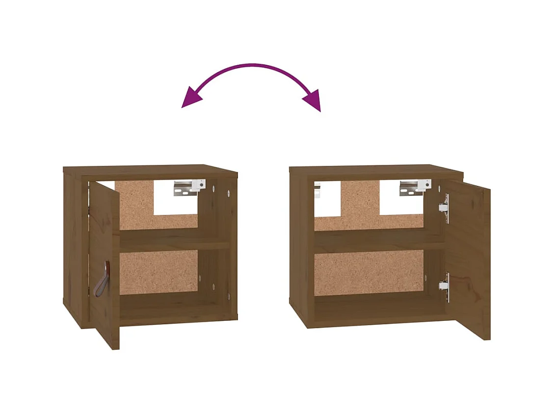 Armoires murales 2pcs Marron miel 31,5x30x30 cm Bois pin massif