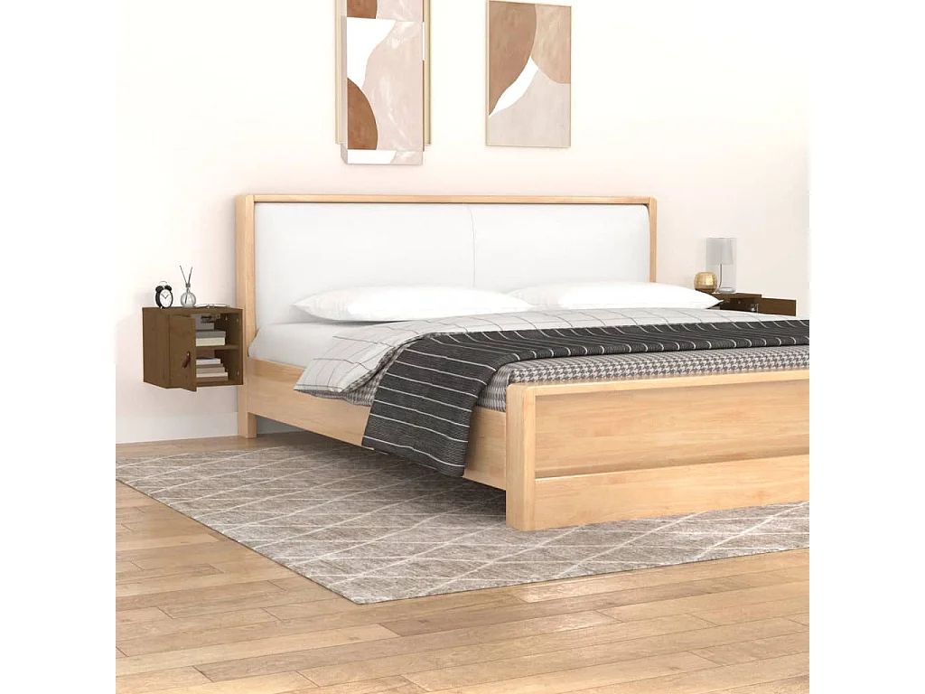 Armoires murales 2pcs Marron miel 31,5x30x30 cm Bois pin massif