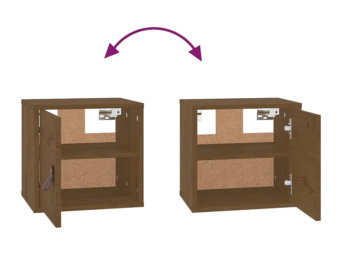 Armoires murales 2pcs Marron miel 31,5x30x30 cm Bois pin massif