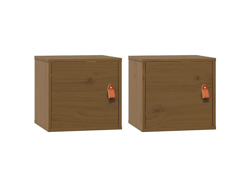 Armoires murales 2pcs Marron miel 31,5x30x30 cm Bois pin massif