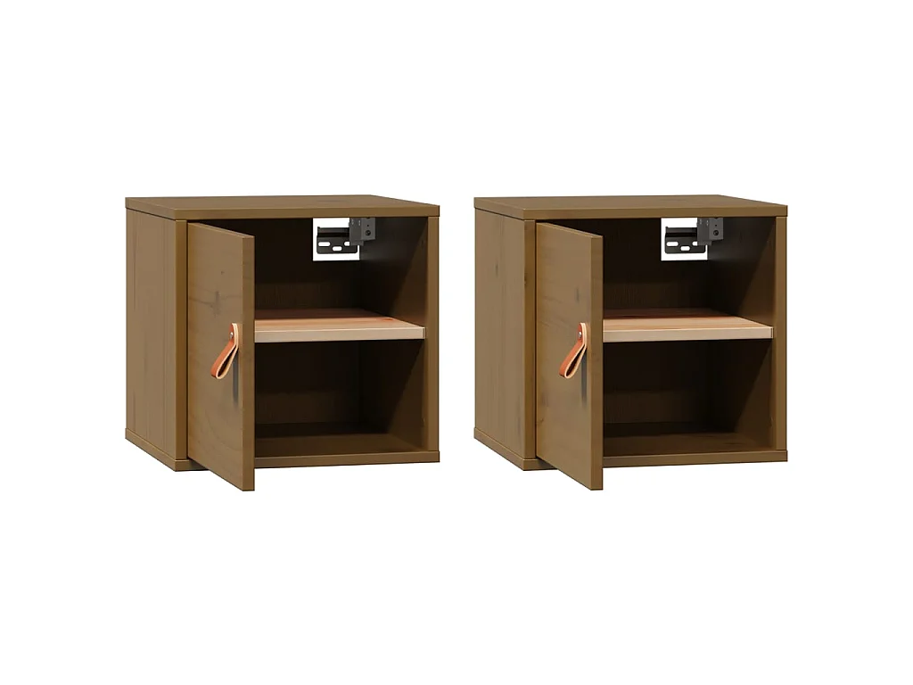 Armoires murales 2pcs Marron miel 31,5x30x30 cm Bois pin massif