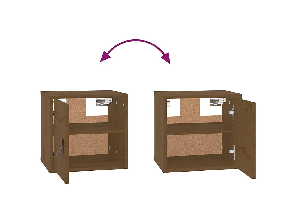 Armoires murales 2pcs Marron miel 31,5x30x30 cm Bois pin massif