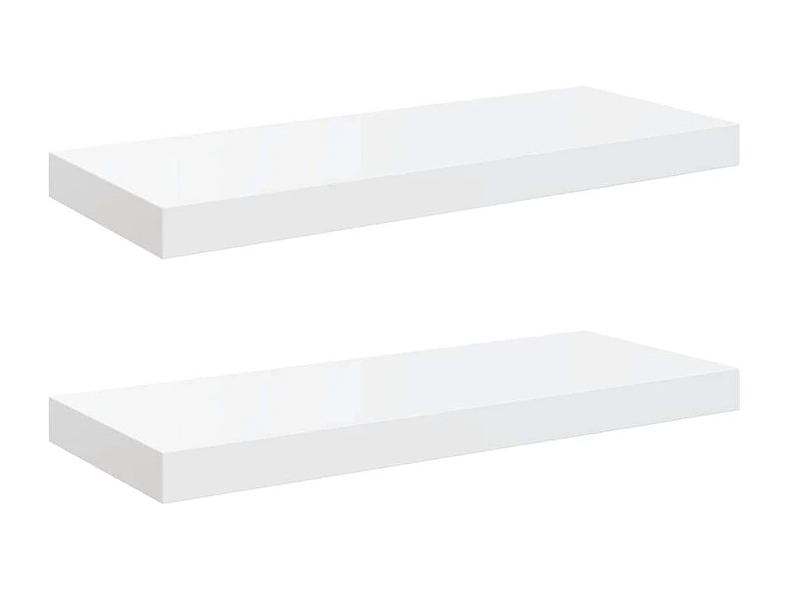 Étagère murale flottante 2 pcs Blanc brillant 60x23,5x3,8cm MDF