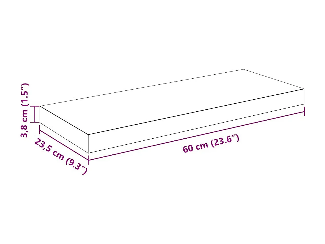Étagère murale flottante 2 pcs Blanc brillant 60x23,5x3,8cm MDF