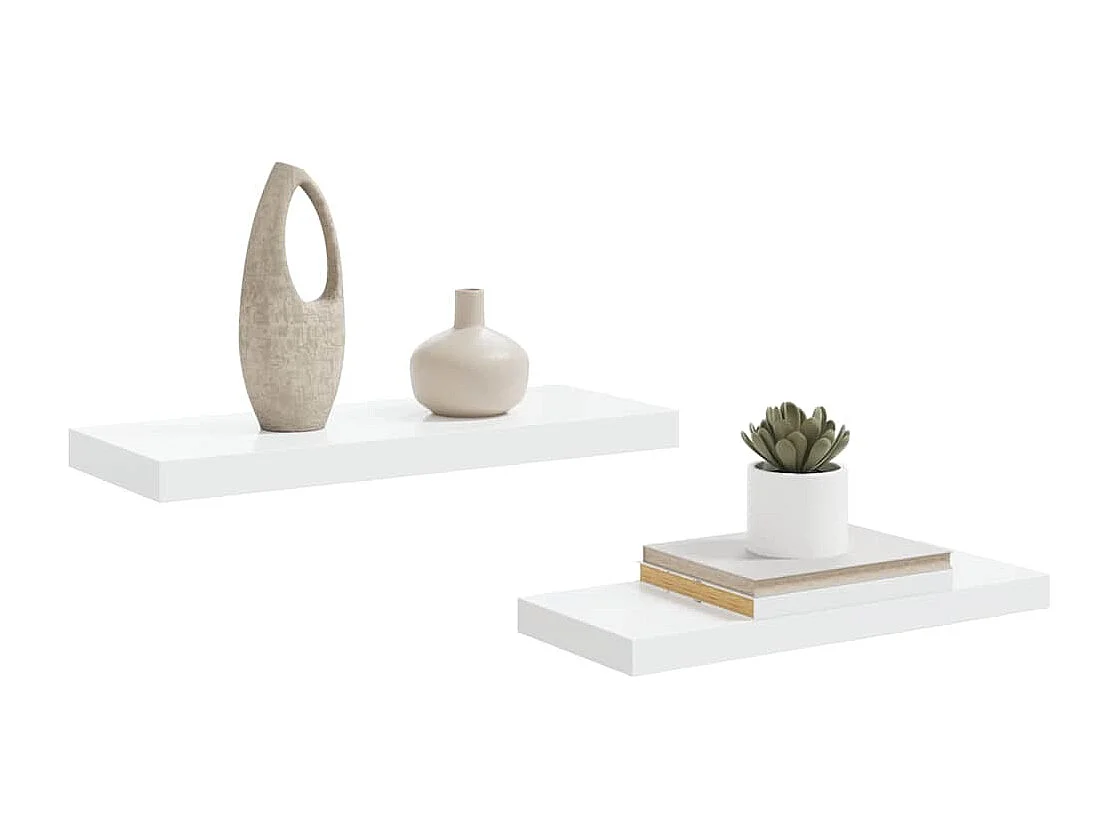 Étagère murale flottante 2 pcs Blanc brillant 60x23,5x3,8cm MDF