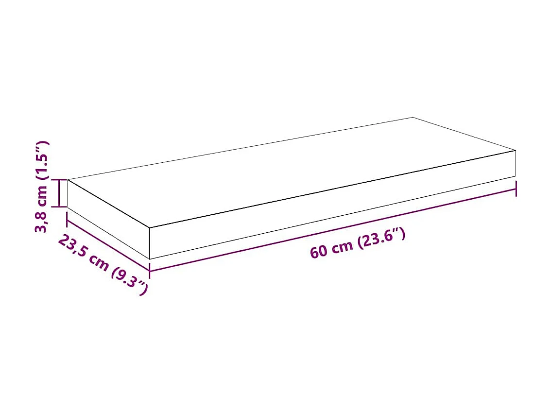 Étagère murale flottante 2 pcs Blanc brillant 60x23,5x3,8cm MDF