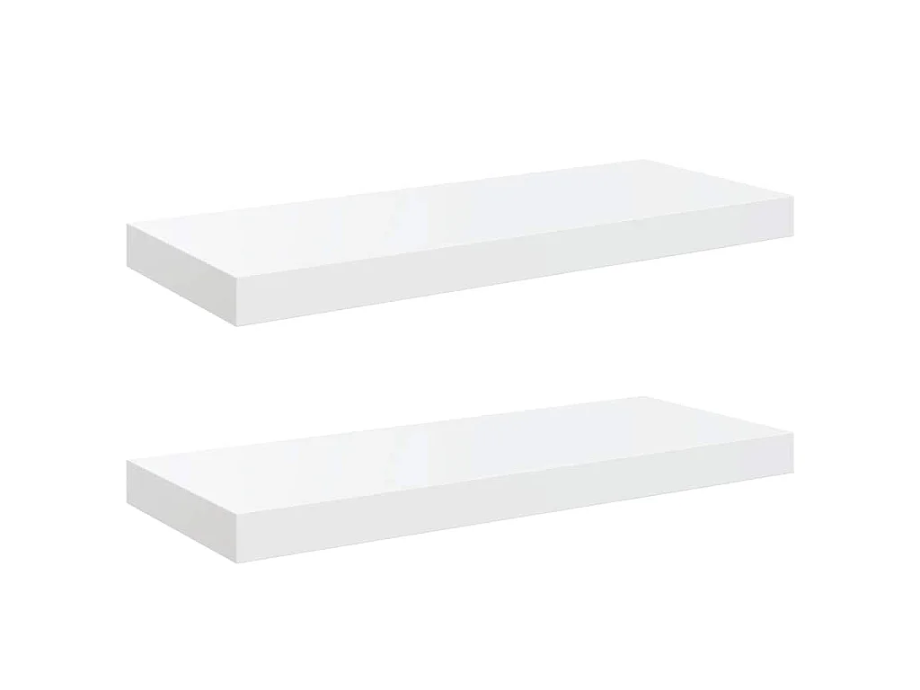 Scaffali a Parete 2 pz Bianco Lucido 60x23,5x3,8 cm in MDF