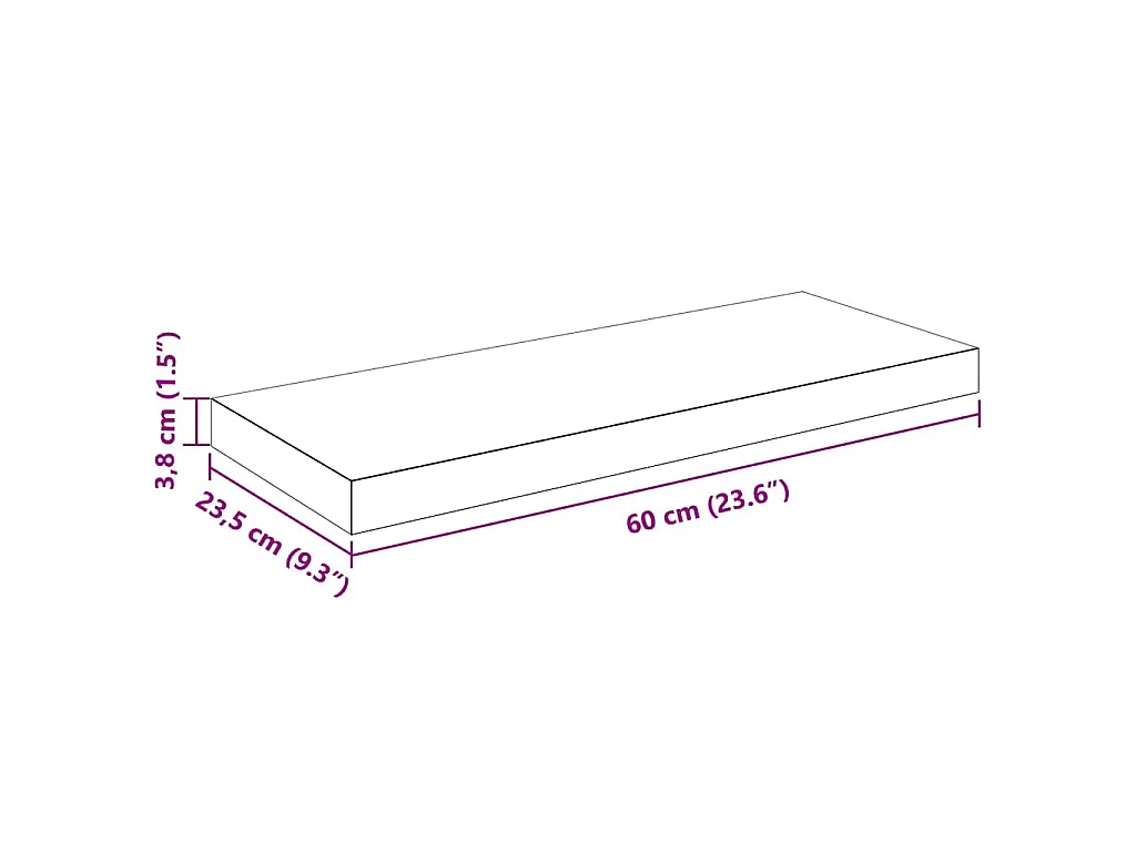 Scaffali a Parete 2 pz Bianco Lucido 60x23,5x3,8 cm in MDF