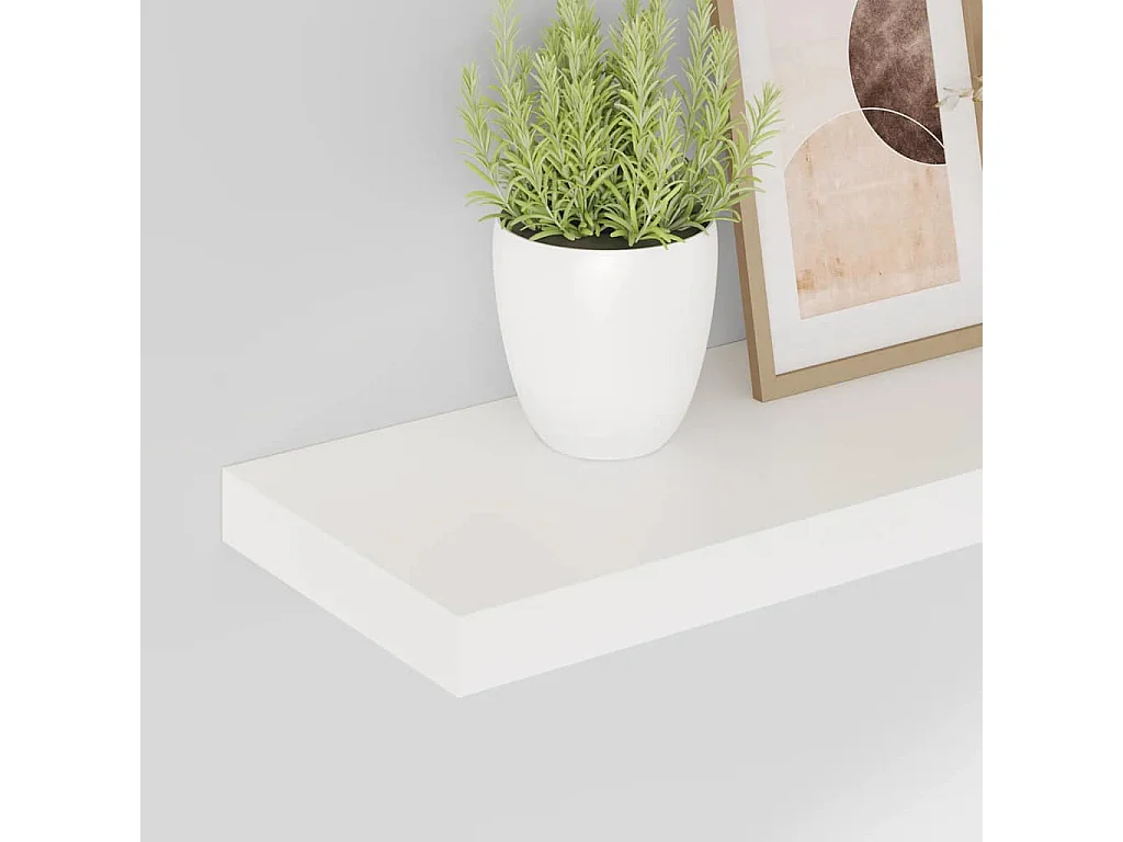 Scaffali a Parete 2 pz Bianco Lucido 60x23,5x3,8 cm in MDF