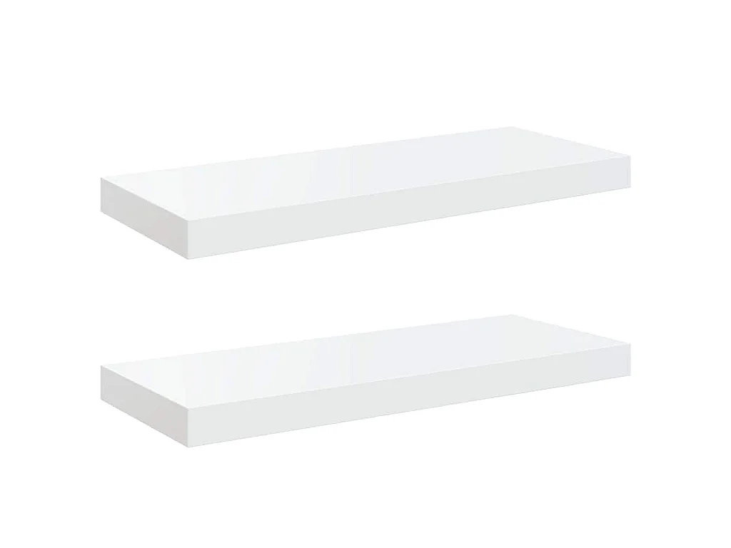 Étagère murale flottante 2 pcs Blanc brillant 60x23,5x3,8cm MDF