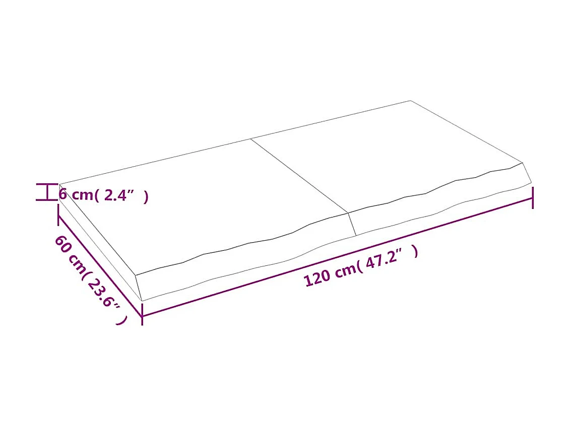 Wandregal Dunkelbraun 120x60x(2-6)cm Massivholz Eiche Behandelt