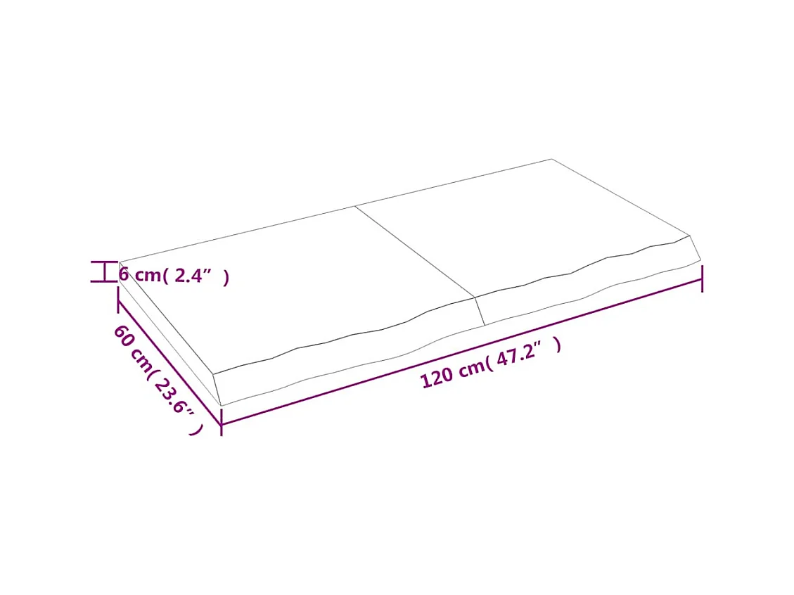 Wandregal Dunkelbraun 120x60x(2-6)cm Massivholz Eiche Behandelt