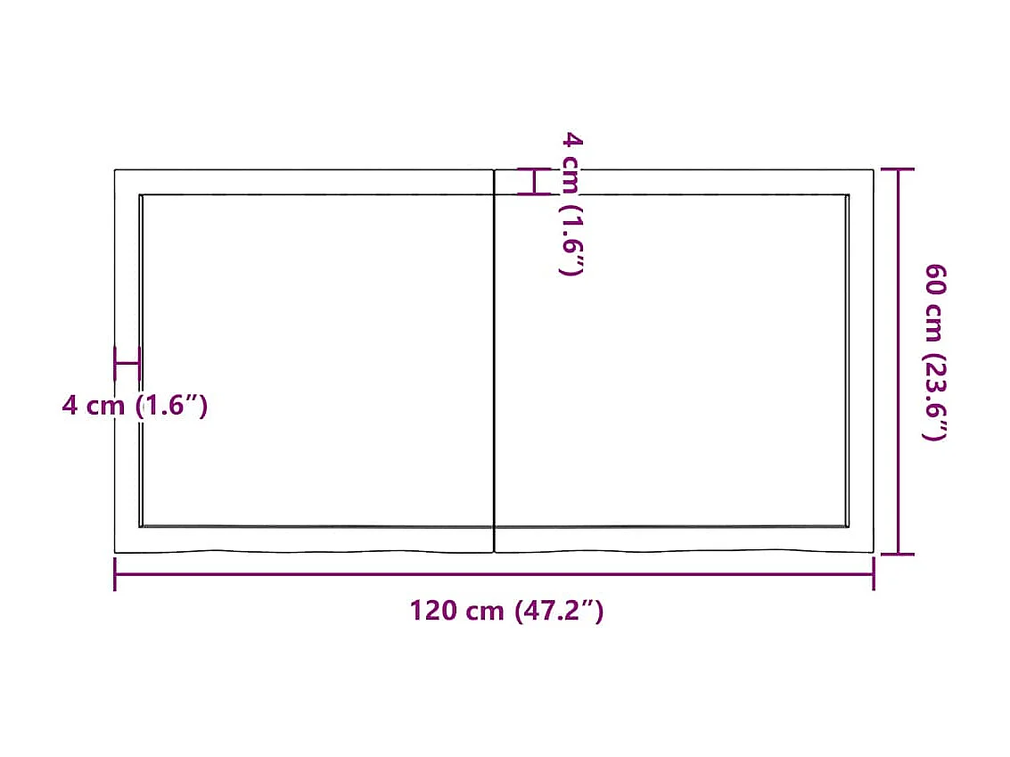 Wandregal Dunkelbraun 120x60x(2-6)cm Massivholz Eiche Behandelt