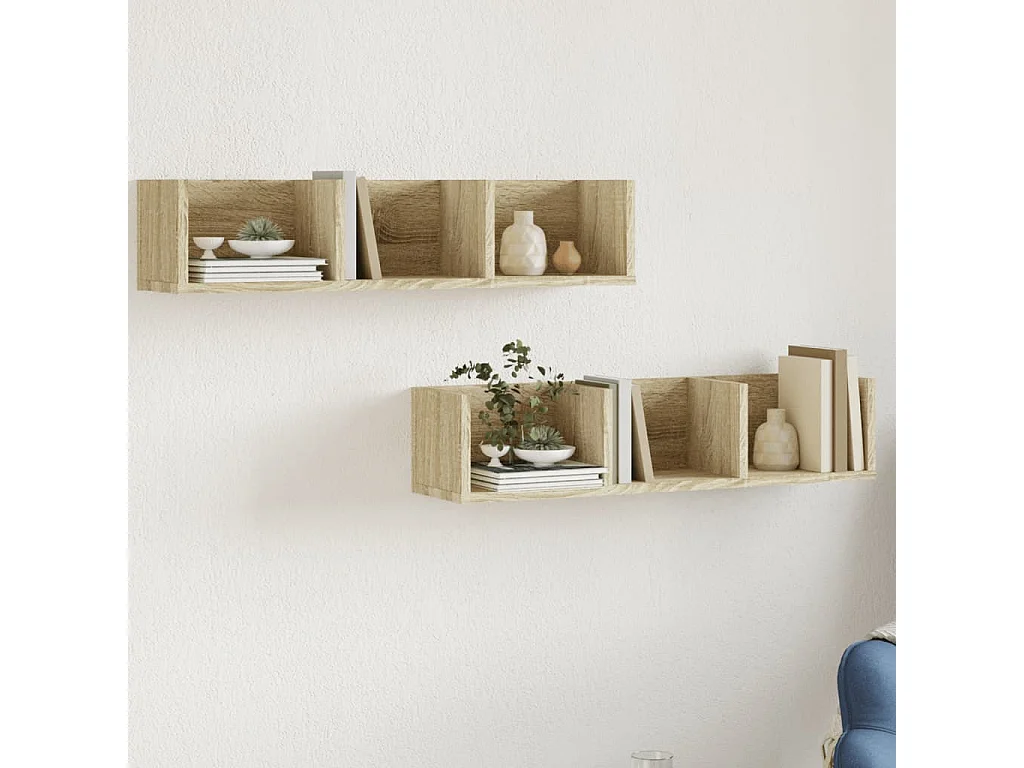 Mobili Parete 2 pz Rovere Sonoma 75x18x16,5cm Legno Multistrato