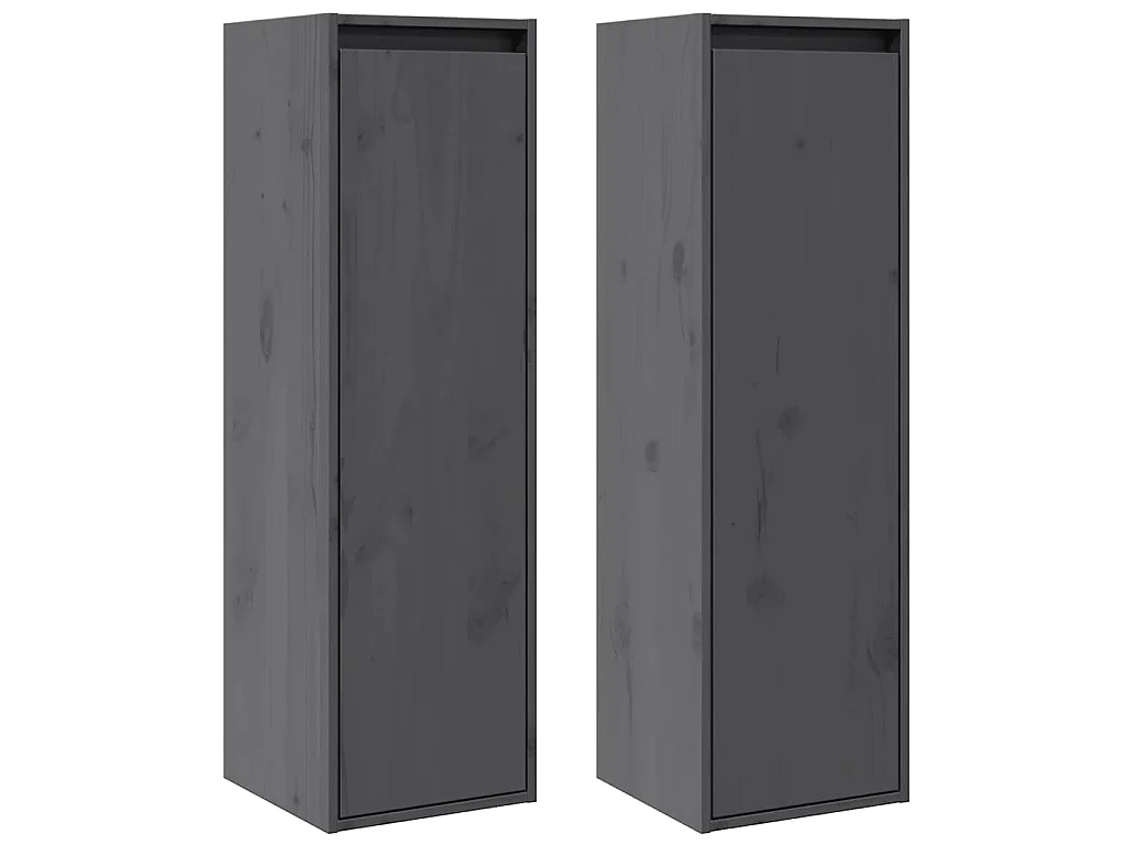 Armoires murales 2 pcs Gris 30x30x100 cm Bois de pin massif
